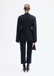 Sculptural Collarless Blazer in Scuba  - Black - CO Collections